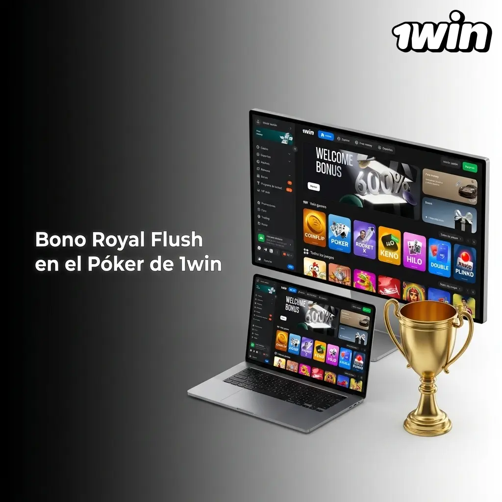 Bono Royal Flush en el póker de 1win: promoción especial para jugadores con combinación ganadora de cartas
