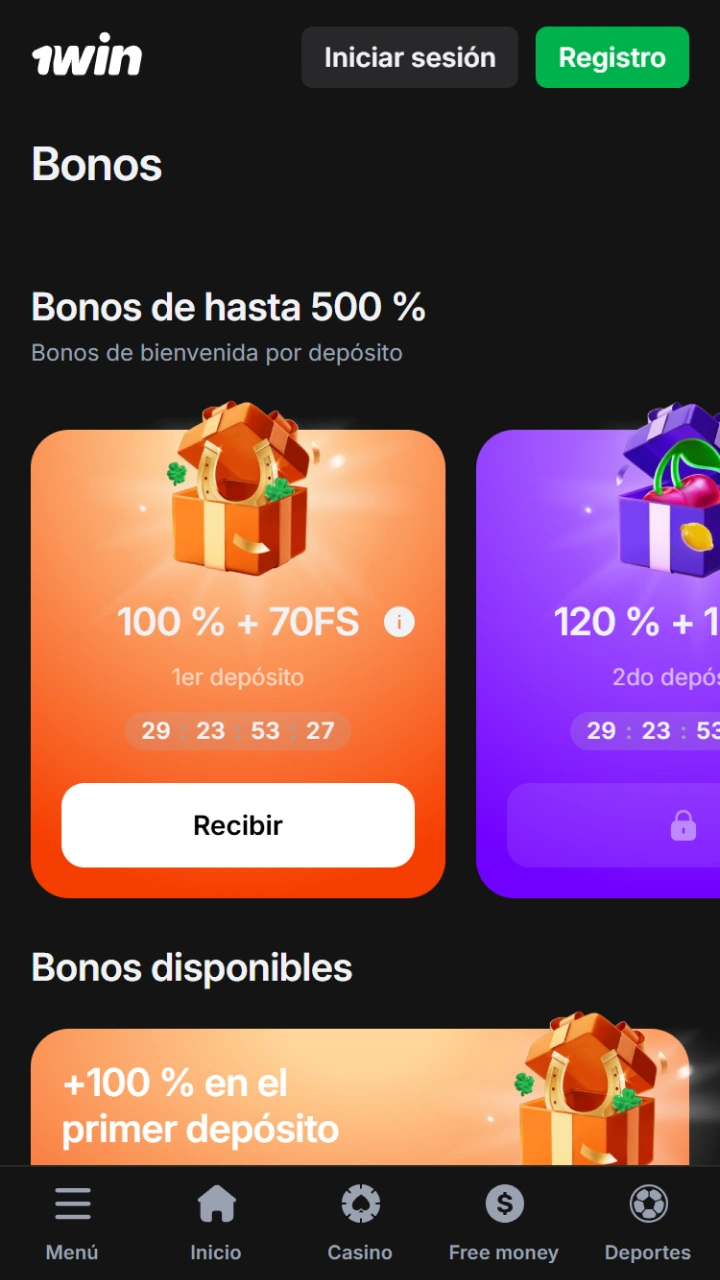 Reclama tu fantástica bonificación por depósito para jugar a lo grande en casino 1win.
