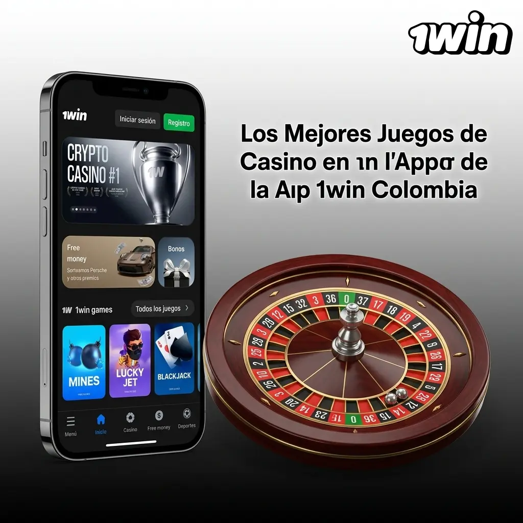 Pantalla de la app 1win Colombia mostrando los mejores juegos de casino disponibles para jugadores colombianos