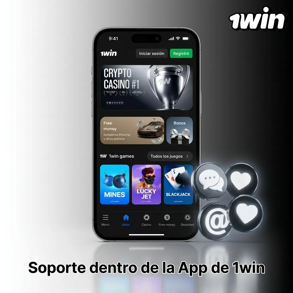 Soporte dentro de la app de 1win: chat en vivo, correo electrónico y asistencia rápida para usuarios colombianos