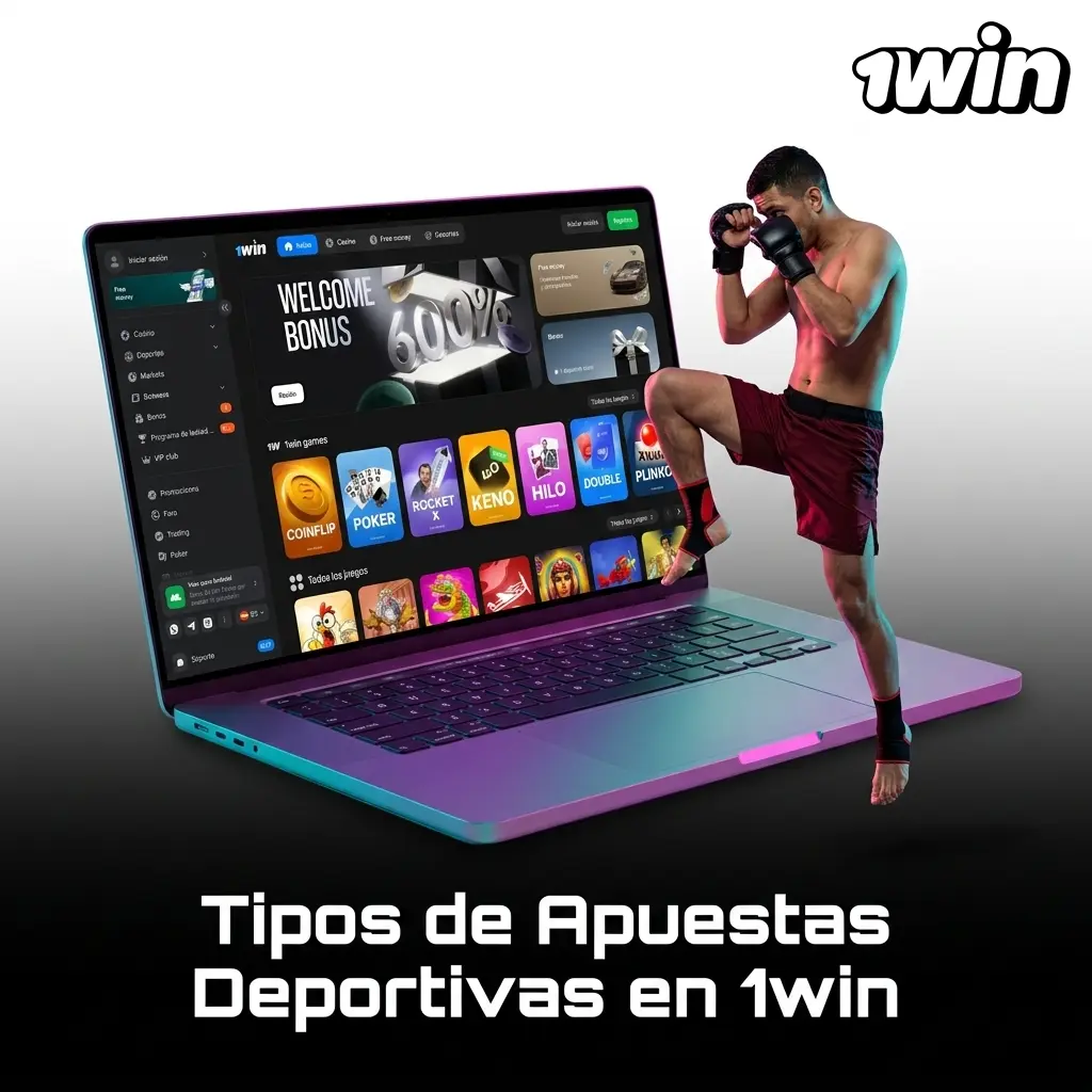 Diagrama con los diferentes tipos de apuestas deportivas disponibles en la plataforma 1win Colombia